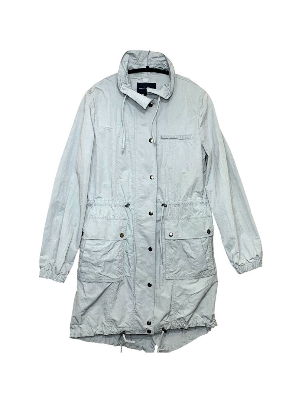 Banana Republic Windbreaker Utility Jacket Gray M Cargo Pocket Light Minimalist